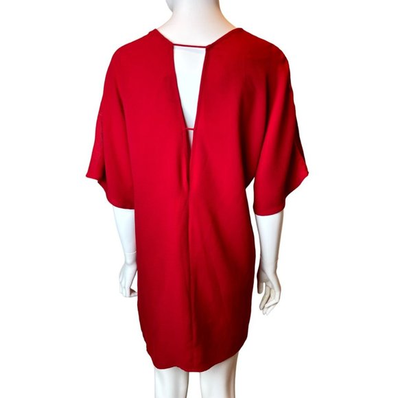 The Fifth Label Women's Casual Shift Dress Back Keyhole Short Sleeves Red SZ M - Picture 3 of 8
